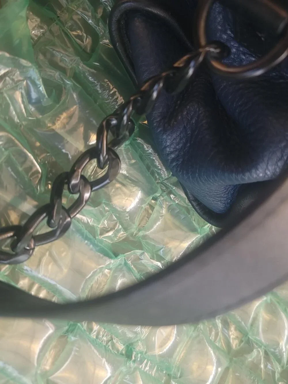 Michael Kors Hamilton Medium Navy Pebbled Leather Satchel Shoulder Bag Lock & Ke